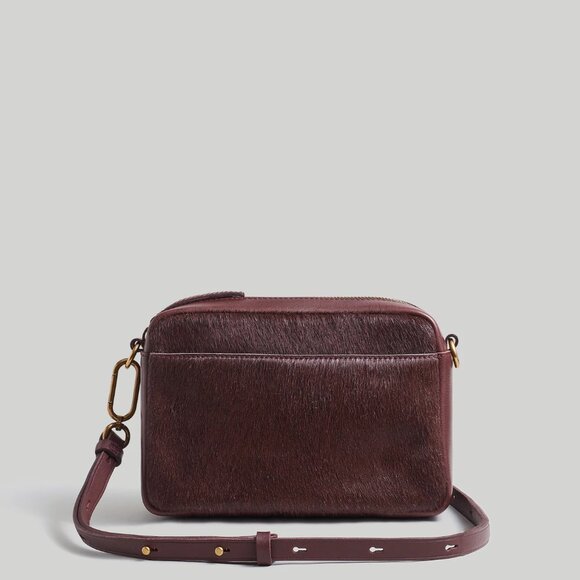 NWT Madewell The Carabiner Medium Crossbody Bag in Calf Hair Chocolate Raisin - Picture 1 of 4